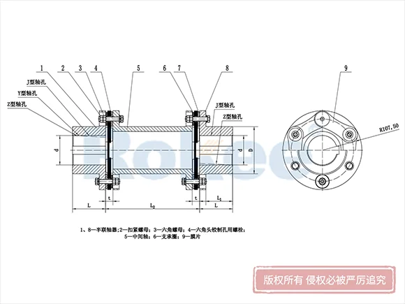 JMIJ型帶中間軸帶沉孔膜片聯(lián)軸器